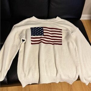 SHEIN Cream Crewneck Sweater with Flag Design